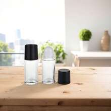 2Pcs Black Empty Glass Essential Oil Roller Bottles Vials Containers Refillable Roll-On Bottles With Funnel 30ML Refillable Cosmetic Containers,Refillable Containers