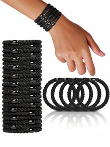 1Pc/3Pcs/5Pcs/10Pcs/20Pcs Fashionable Simple Style Black Hair Ties, Hair Accessories For Men And Women, Soft Braided Elastic Ponytail Holders, Hairband Scrunchies, Rubber Band, Bun & Ponytail Clips, Durable And Anti-Slip