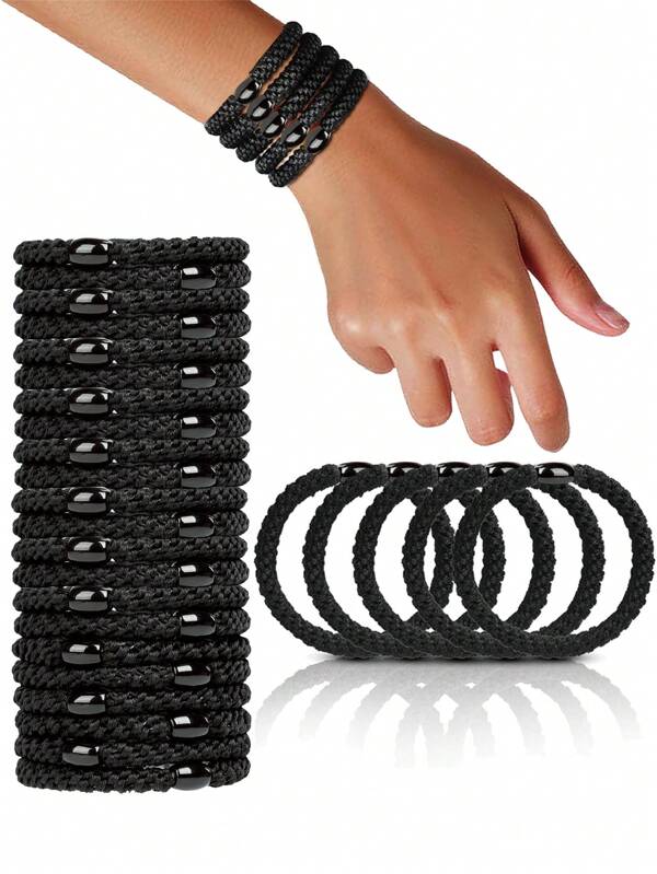 1Pc/3Pcs/5Pcs/10Pcs/20Pcs High Elasticity Black Handmade Thick Hair Ties, Hair Accessories For Men And Women, Bun & Ponytail Clips, Hair Bands, Soft Scrunchies, Rubber Bands, Durable And Anti-Slip, Multifunctional Hair Styling Tool, Suitable For Daily Life, Outdoor, Sports, Shower, Elastic Band, Reusable, Ideal Gift For Mom, Friends, Couples, Classmates