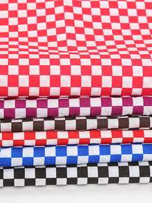 1 pieza Tela con estampado de tablero de ajedrez, Tela de tablero de ajedrez, Adecuada para manteles, bolsas, forro de prendas - Multicolor - Ver 3