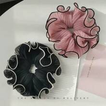 1/4 pièces Anneaux de cheveux élégants et minimalistes en tissu, boucles de cheveux plissées de couleur unie, accessoires de mode polyvalents pour un port quotidien