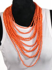Colar vintage grande de acrílico marrom com cascata, feito à mão, 1 peça, colar casual em camadas para mulheres