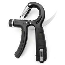 Fortalecedor de agarre mecánico recubierto de goma de 60 kg, portátil, ajustable, para entrenamiento de manos y rehabilitación de dedos. - Negro - Ver 6