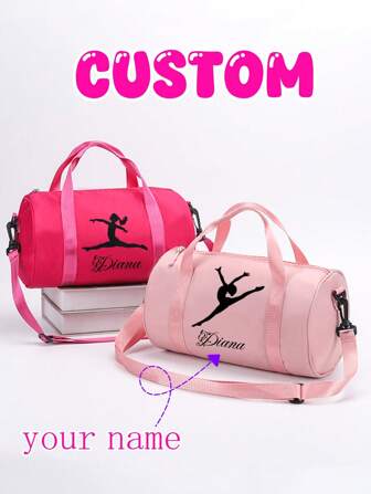 1 Piece Custom Duffel Bag Dance Bag, Printed With Your Own Name, Sports Latin, Very Suitable For Teenagers' Daily Outings, Travel, Vacation, School Use, Outdoor Large Capacity Gym, Use As A Shoulder And Gift, Can Be Given To Family Friends Personalized Name Or Holiday Message Bag. Exclusive Letters, Lucky Numbers, Etc. Customized.