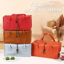 Three-Dimensional Imitation Leather Gift Bag, Large Capacity, Portable, New Chinese Style, Suitable For Mother's Day, Wedding, Thanksgiving, New Year, Bridal Party, Birthday, Housewarming, Red Wine Bag, Multi-Functional, Party Gift Packaging, Souveni - Multicolor - View 2