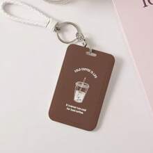 1 Ins Style Coffee Card Holder High-Value Simple Hard Shell Student Campus Meal Card Holder Subway Bus Card Work ID Holder Suitable For Students To Go To Class And Commute To Work For Women Money Wallet Mini Wallet Purse Wallet Back To School Supplies Card Wallet