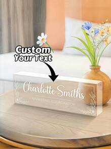 1 Stück personalisiertes Schreibtisch-Namensschild aus Acryl, individuelle Büro-Plakette mit Name und Position, Blumen-Namensschild aus Acryl, Büromitarbeiter, Geschenk für Schulanfang oder Geburtstag, Einschulung Schulbedarf, Rückkehr zur Schule