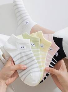 6 Pairs Of Women's Socks Striped Clouds Women's Short Socks And Ankle Socks For Casual Daily Wear