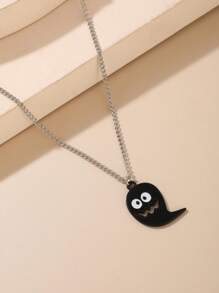 imoli 1 pieza Collar con colgante de fantasma de aleación con efecto de goteo de aceite de la serie oscura de moda, regalo para fiesta de Halloween (pintura artificial con goteo, ligeras variaciones por lote en el efecto del color del aceite de goteo)
