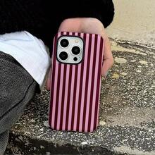 Fashionable Striped, Black And Pink, Dual-Layer Protective Phone Case For Iphone 16 Pro Max, 15 Pro, 13, 11, 12, XS, 8 Plus, 7 Glossy 2-In-1 - White - View 7
