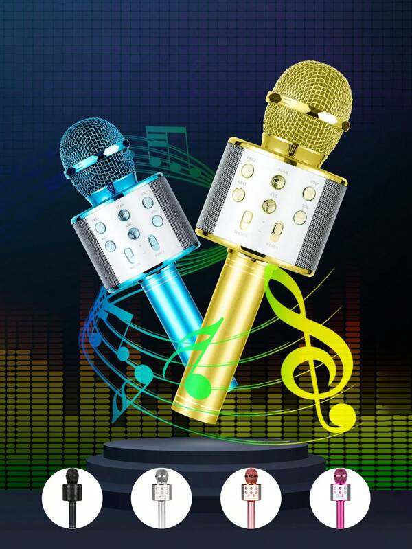 Wireless Bluetooth Condenser Microphone For Karaoke At Home, All-In-One Microphone Speaker For Student Party Singing
