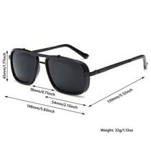 Lunettes de mode rectangle rétro de luxe pour hommes, monture métallique à double pont, style steampunk, bordures épaisses, look classique de mode pour l'extérieur, la conduite, l'été