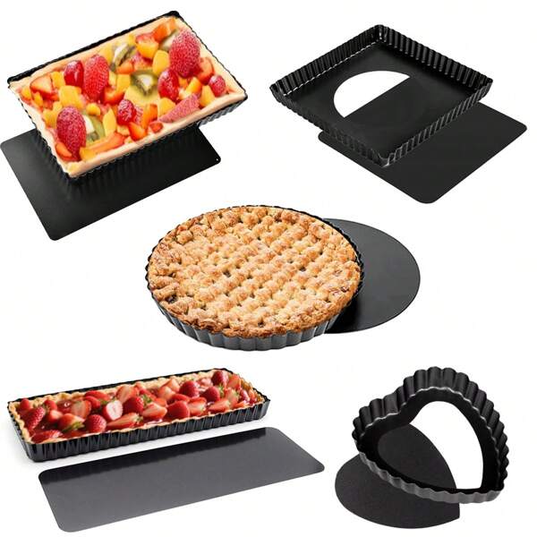 Antihaftbackform für Lotus- & Apfelkuchen, Tarteform 4-5-6-7-8-9-10-11 Zoll Pizzateller Backform, Obstteller Obstkuchenform, rund - herzförmig - rechteckig, Backwerkzeug für den Ofen