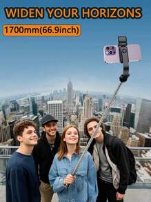 170cm/67inch Extendable Aluminum Selfie Stick Tripod With Fill Light & Bluetooth Remote, Compatible With IPhone/Android Smartphones - For Travel, Vlogging, Live Streaming, Outdoor Photography,Selfie Stick Extendable Portable Stand For Vloggers & Travel- Shoot Like A Influencer Anywhere!Bestseller!
