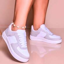 Tênis Feminino Confortável Casual Estiloso Leve Moderno Versátil Dia a Dia Passeio Lazer  Básico Modinha - Cinza - Visão 7