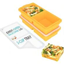 Silicone Freezer Tray With Lid - Soup Freezer Container Molds - Large Ice Cube Tray- Makes 8 Perfect 1 Cup Portions Cubes, 2-Pack Freezer Storage  Soups  Meal Prep - Oven  Dishwasher - - 2-cup,Yellow - View 12