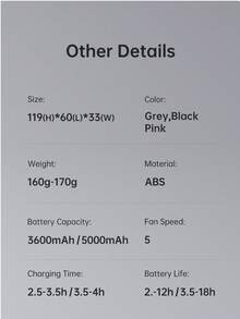 JISULIFE Portable Handheld Fan Life9, Turbo Power High Speed Air [12H Max Cooling Time], 5 Gear Wind, 3600mAh Rechargeable, Mini Pocket Design, Personal Fan For Travel Concerts Camping Makeup - Multicolor - View 5