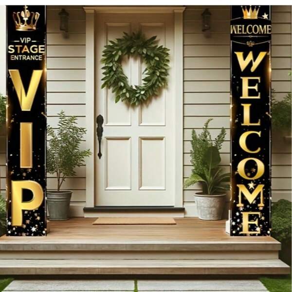 Geen stroom nodig VIP-welkomstbanner, multifunctionele decoratieve vlag voor binnen en buiten, geschikt voor feesten, podiumoptredens en Kerstmis