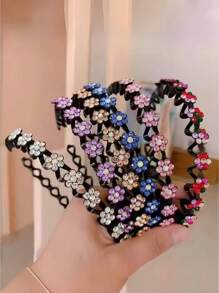1/4 stuks prachtige, sprankelende, met strass-steentjes versierde, antislip haarbanden voor meisjes en vrouwen - elegante haaraccessoires met decoratief bloemmotief - perfect voor dagelijks gebruik, feestjes en speciale gelegenheden
