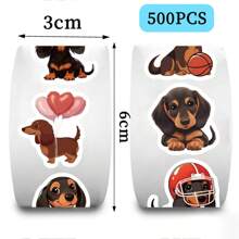 500pcs Dachshund Sticker Roll Dachshund Stickers Cute Stickers Cartoon Stickers Dog Stickers Kawaii Stickers Decorative Stickers Vinyl Waterproof Stickers For Water Bottle, Laptop, Phone, Skateboard, Scrapbooking, Journaling Gifts School Supplies, Back To School