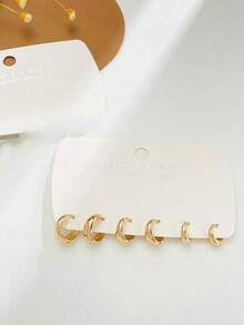 3pairs Minimalist Exaggerated Hoop Earrings For Women, Festival Gift - Yellow Gold - View 4