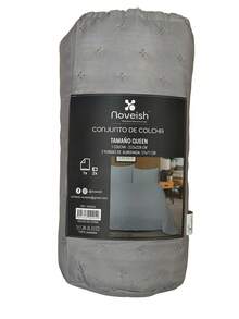 Colcha Edredón Tamaño Queen Incluye 2 Fundas de Almohada - Plateado - Ver 2