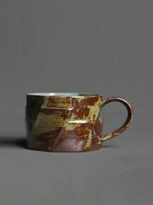 1pc 200ml Ceramic Retro Handmade Personal Coffee Cup, Home Use Coarse Pottery Creative Milk Tea Cup, Japanese Handcraft Coffee Mug, Afternoon Tea Cup, Ceramic Mug, Asymmetrical Mug Nordic Style