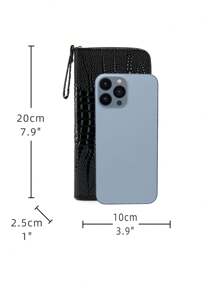 Nova Carteira Longa com Desenho de Casal Neutro em Forma de V e Padrão de Losango em Couro PU, com 3 Camadas Interiores, Compartimento com Zíper e Alça de Pulso. Carteira Feminina da Moda com Borla, Ótima para Compras, Encontros e Presentes para Homens. Carteira, Porta-Moedas, Carteira com Alça de Pulso