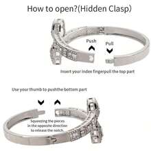 1pc Women's Gold Bracelet, Hip Hop Style Rhinestone Encrusted Luxury Heart & Rectangle Zirconia Bangle, Fashion Jewelry Gift For Valentine's Day, Mother's Day - 彩色 - 查看 8