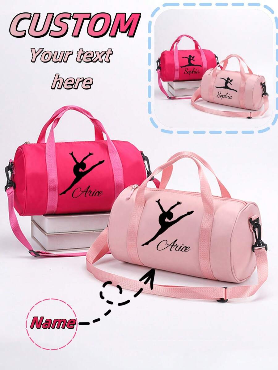 قطعة واحدة من حقيبة الرقص المخصصة ذات الشكل الأسطواني، باللون الوردي أو الأحمر الوردي، مطبوع عليها ظلال الراقصين، مصممة لتعلم الرقص والتدريب، بتصميم بسيط وموضوع الرقص. مطبوع عليه اسمك الخاص، حقيبة رياضية للرقص اللاتيني، مصنوعة من خامات مقاومة للماء للسفر والاستعمال اليومي، سعة كبيرة لصالة الألعاب الرياضية، مناسبة لحمل فوق الكتف أو كحقيبة رياضية، هدية مناسبة للعائلة والأصدقاء