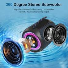 YOUXIU 40W Portable Bluetooth Speaker With Lights IPX7 Waterproof Wirel Speaker TF Double Pairing 24H Playtime360 Degree Stereo Subwoofer Port Perfect For Outdoor Travel And Home Use01 - as pic - View 4