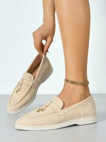 Women's Pointed Toe Chunky Heel Suede Pumps With Back Strap, Breathable Closed Toe High Heel Slingbacks For Summer - Apricot - View 1