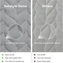 Olive Green Size Lightweight Comforter Bedspreads, Full Size Bedding Set, Durable Quilted Stitching Coverlet With 2 Pillow Shams, Pattern, All Seasons 3pcs, Luxury Home Quilts - 37 - Xám nhạt - Thêu lá - Xem 3