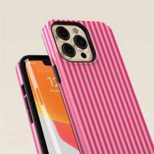 Striped Pink On Pink Tough Phone Case|  16 15 14 13 12 11 Pro Max Case