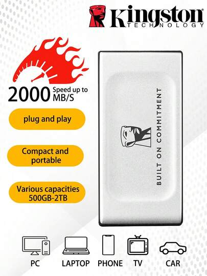KINGSTON 金士頓xs2000 500g高性能便攜式固態硬碟sxs2000/500g 1tb 2tb Usb 3.2 Gen 2x2 | 外接固態硬碟