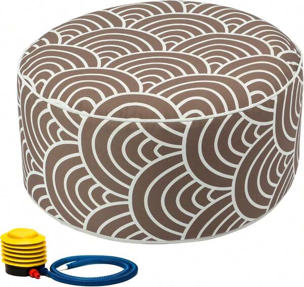 Inflatable Ottoman Stool - Portable Round Pouf For Indoor/Outdoor Use - Perfect Small Foot Rest Or Seating For Kids And Adults - Ideal For Camping Or Home (Mousy Brown)