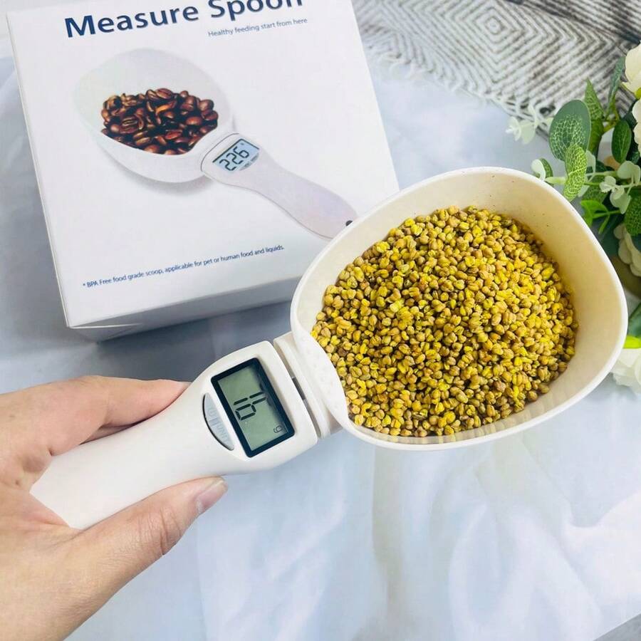 Kitchen Digital Food Measuring Spoon Scale Pet Food Measuring Spoon Scale Suitable For Cat And Dog Food Measuring Flour Spoon - White - View 1