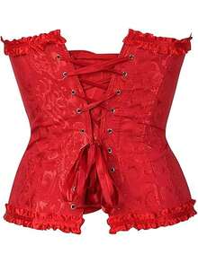 Corset Tops For Women, Bustier Shapewear Lingerie, Lace Waist Push Up Bodysuit - 紅色 - 查看 4