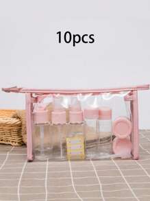 Pp Material Travel Bottle Set, Rlotion, Travel Accessoriesefillable, Portable, Leak-Proof, Travel Bottle Set, For Toiletries, Empty Liquid Container, Cream Jar, Shampoo, Conditioner, Liquid, (Actual Items Do Not Include Paper)