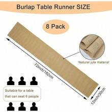 6 Pack Natural Burlap Table Runners,12 X 72 Inch Rustic Jute Table Runner And Placemats Bulk For Western Wedding Table Decorations,Farmhouse Style Party,Holiday,Kitchen Coffee Table Decor Cover - 8 Pack 12x72inch - View 2
