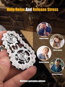 1 件锌合金，EDC 玩具，采用独特的不锈钢链条设计和光滑轴承，用于集中注意力、缓解压力、冥想的烦躁玩具 - 紧凑型新奇礼物 - 彩色 - 查看 4