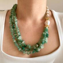Preț 10 USD 2020 nou-nouț/nouț bijuterii de plajă cu perle și pietre verzi, model floral, model floral, model floral, bijuterii de damă, cadou de Crăciun, cadou de nuntă ...