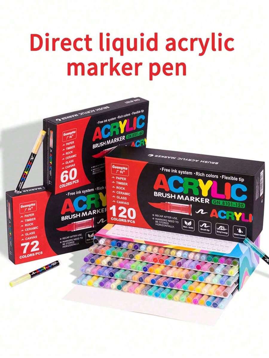 Set de 168 colores, 1 conjunto de 120 colores de rotuladores de marcador acrílico líquido con punta suave, suministros de arte para estudiantes, marcadores para dibujar en zapatos, camisetas, pintura corporal impermeable, grafiti, colorear, útiles escolares, regreso a clases
