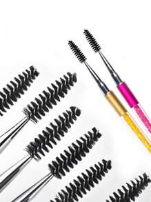 1 Pc Purple Spoolies Mascara Wands Eyelash Brushes ,Diamond-Encrusted Eyelash Brush Comb Eye Brow Brush Applicator With Cap Travel Unscented Nylon Bristle, Palm Brush Form, ABS Plastic Rod, Suitable For All Skin Types, Makeup Tool