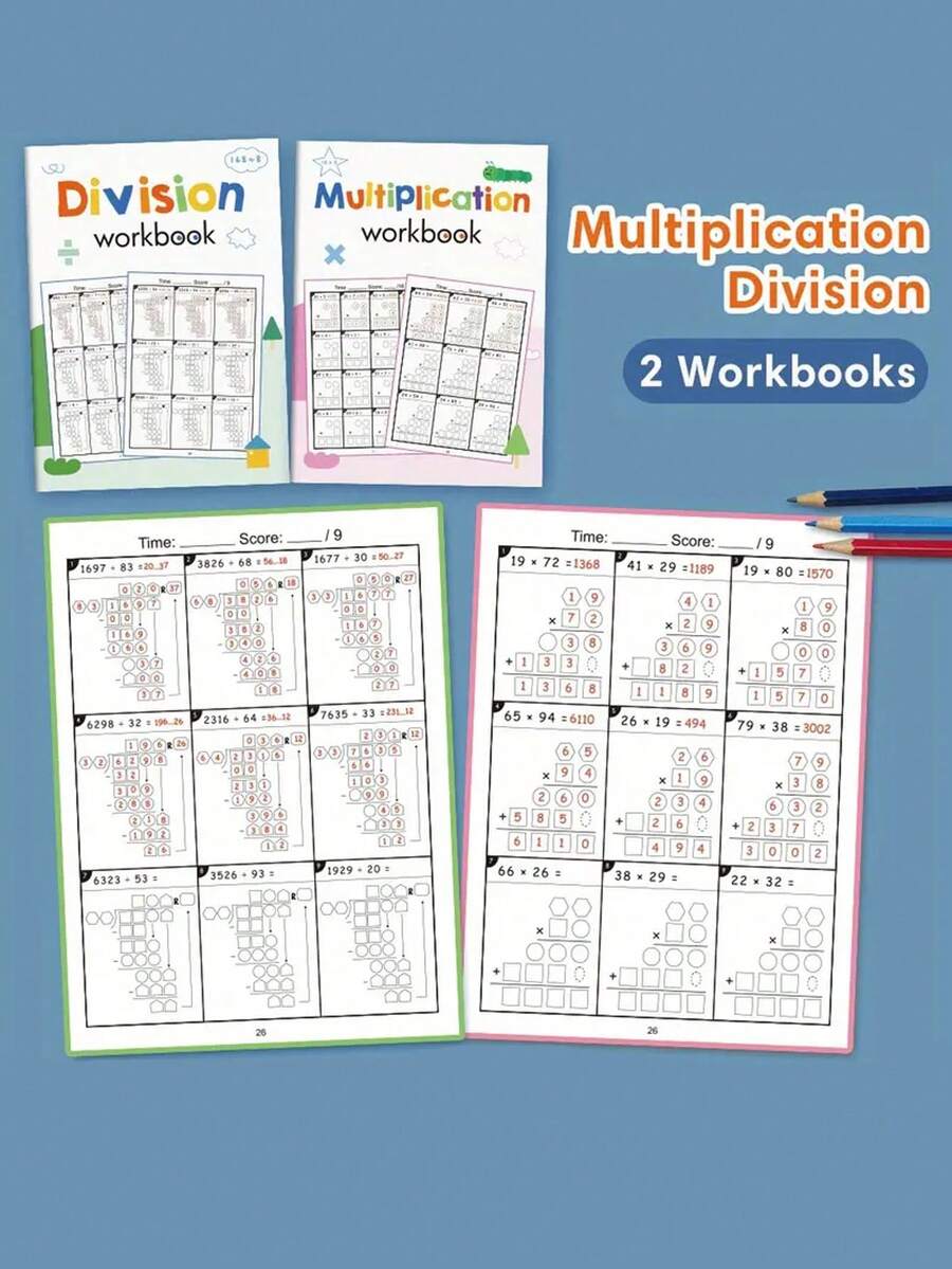 Children's Multiplication And Division Workbook, A4 Exercise Notebook For Math Practice And Improvement, Daily Exercise