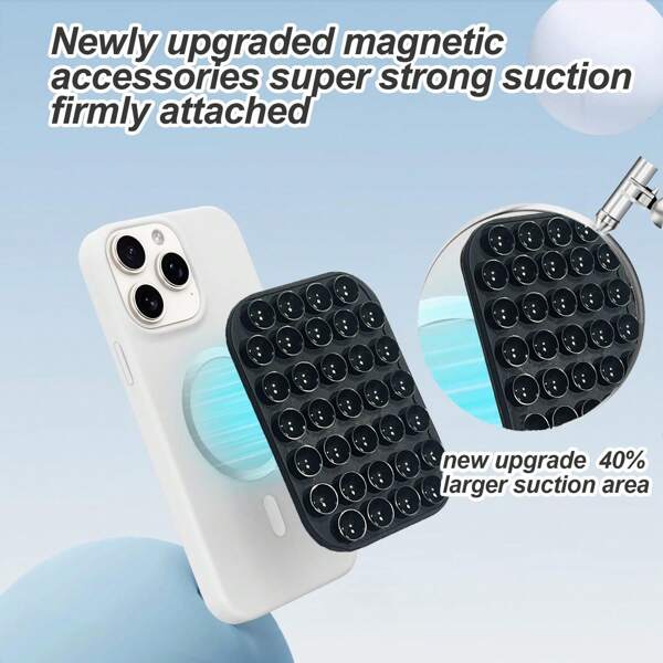 Magnetische zuignap telefoonhouder voor MagSafe-hoesje, siliconen Octob Cup Buddy Sticky telefoonhouder voor IP-telefoon, verwijderbare handsfree selfie/video voor & in Stagram Influencer/Creator (zwart) compatibel met iPhone, Android-telefoon, cadeau voor verjaardag, familie, vrienden telefoonhouder, telefoonstandaard, telefoonaccessoires