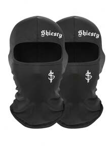 2 pièces/1 pièce Cagoule de ski avec imprimé lettre et dollar pour hommes et femmes, masque facial anti-UV et coupe-vent pour planche à neige et moto