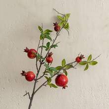 1pc Lifelike Pomegranate Branches - Artificial Flowers Lifelike Pomegranate Branches With 6 Faux Fruit Stems For Living Room Bedroom Home & Wedding Decor - Perfect For Christmas Artificial Flowers For Home Decoration In Autumn Valentine's Day & More Artificial Decorative Plants - Multicolor - View 15