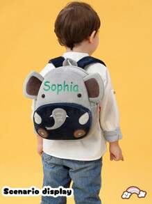 1pc Custom Embroidered Name Children Backpack, Cartoon Animal Backpack, Personalized Embroidered Name School Bag, Children's Gift, Kindergarten School Bag, School Storage Bag, Stationery Storage Bag, Cat, Giraffe, Unicorn, Elephant Back To School Winter Gift Ideas Boy Girl Valentine's Day