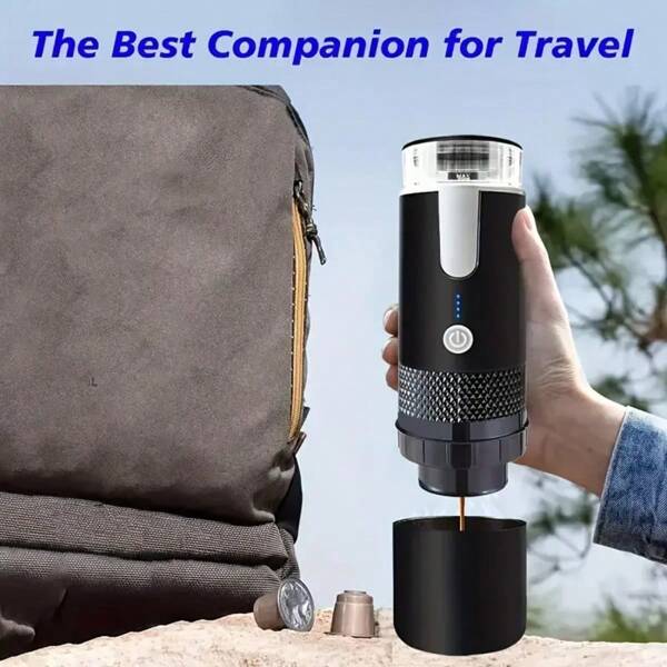 Machine à expresso et cafetière 2-en-1 portable - Rechargeable USB semi-automatique, compatible avec les capsules DG et le café moulu - Compact pour le camping, la voiture, l'utilisation au bureau (sans chauffe-eau, fonctionnement à l'eau chaude)